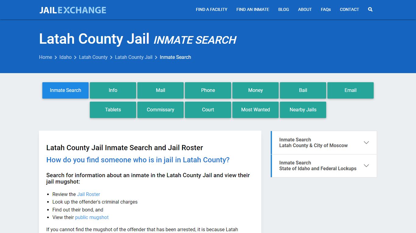 Inmate Search: Roster & Mugshots - Latah County Jail, ID